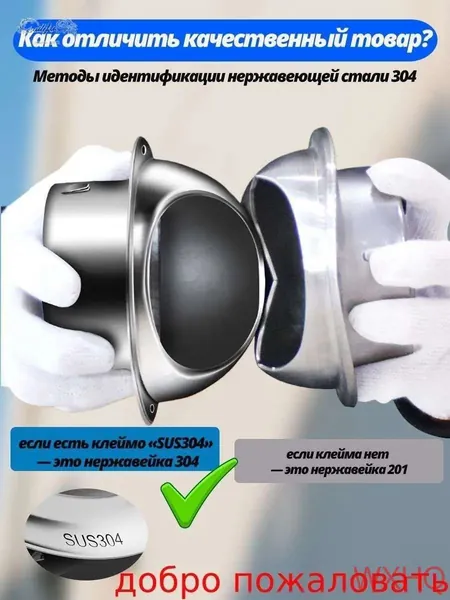 Выход вентиляционный стенной 60mm с в наружный металлический с решеткой и сеткой , 304 нержавеющей стали