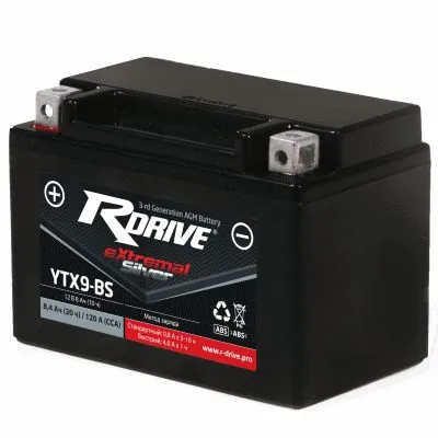RDrive Аккумулятор для мототехники, 8 А•ч, Прямая (+/-) полярность