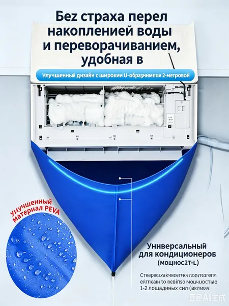 Чехол для мытья кондиционера на 2 лошадиные силы комплект с шлангом 2м щеткой перчатками и салфеткой