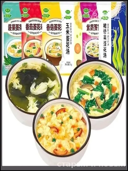Вкусный набор овощных супов 7 вкусов 6 г/пакете: сублимированные супы - кукурузный, с морскими водорослями и шпинатом, питательный из диких трав; полезная замена приему пищи на завтрак.