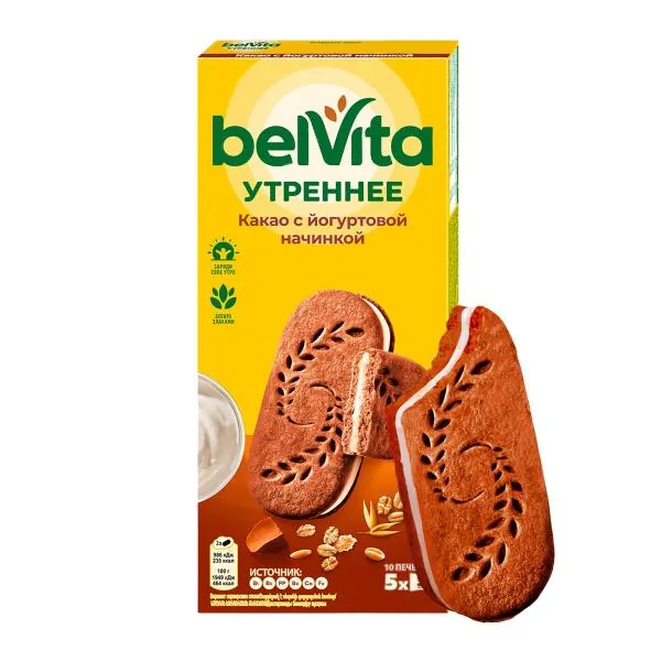 Печенье Утреннее со злаками какао и йогуртовой начинкой Belvita 253г