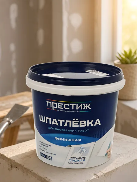 Престиж, Шпатлевка акриловая, финишная, белая, для стен и потолка, 1.5 кг