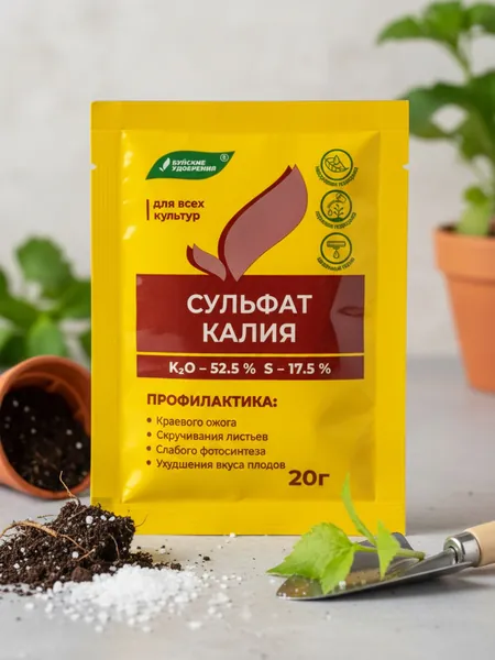 Удобрение Буйский химический завод Сульфат калия водорастворимое минеральное для овощей, ягод и декоративных растений, 20 г