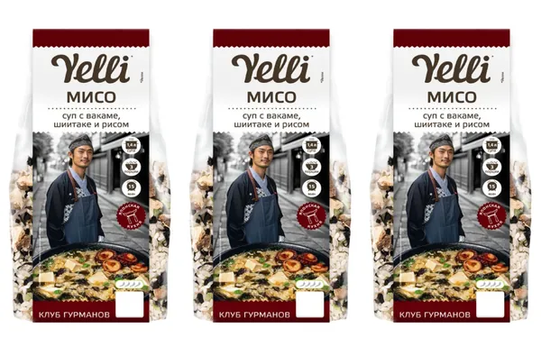 Yelli Суп Мисо с вакаме, шиитаке и рисом 100 г, 3 шт