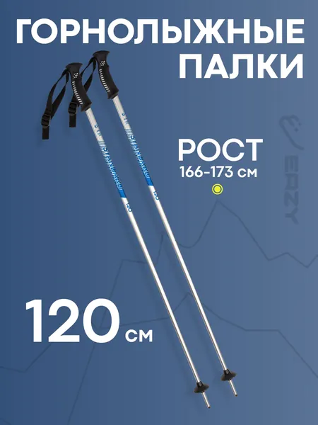 Горнолыжные палки 120 см 6061-2526 для роста 166-173 см для взрослых и детей с регулируемым темляком. Палки для лыж горных алюминиевые. Лыжные товары для детей подростков, женщин и мужчин