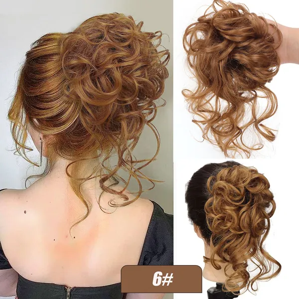 Кудрявый пучок вьющихся волос Tousled Updo Эластичная лента для волос Scrunchie