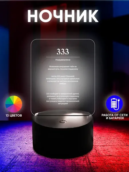 Ночник с ангельским числом 333
