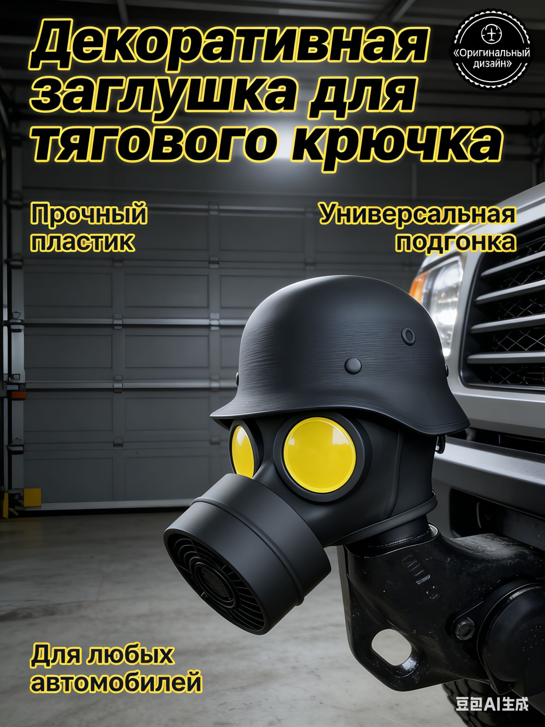 Колпачок на фаркоп "Длинный нос" с ромбовидной текстурой, декоративное украшение на крюк прицепа, прикольный тюнинг авто