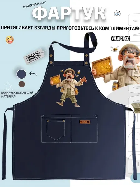 Фартук пчеловод с ульем и пчёлами