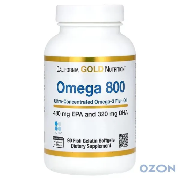Omega 3 800 рыбий жир фармацевтической степени чистоты 80 % ЭПК/ДГК, 1000 мг California GOLD Nutrition 90 шт./ Омега 3 Калифорния Голд нутришн/мягкие желатиновые капсулы премиального качества