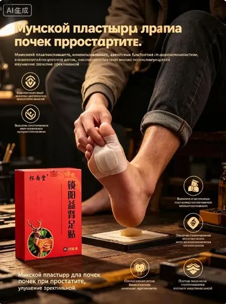Мужской пластырь для почек при простатите, улучшение эректильной функции и длительности полового акта, лечение частого мочеиспускания и боли при мочеиспускании