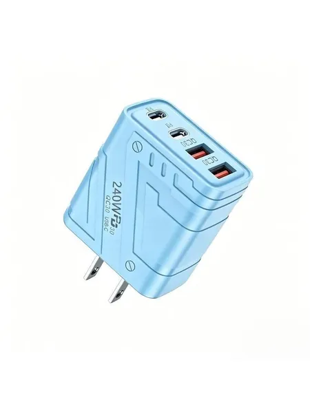 Четырехпортовое быстрое зарядное устройство Mecha Style мощностью 240 Вт, USB C PD, Блок быстрой зарядки, универсальный для зарядки мобильных телефонов, планшетов и ноутбуков в путешествиях