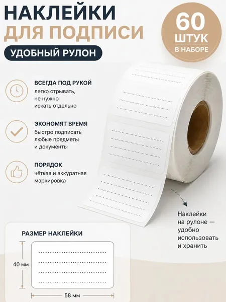 Универсальные наклейки для подписи / наклейки для маркировки 60шт