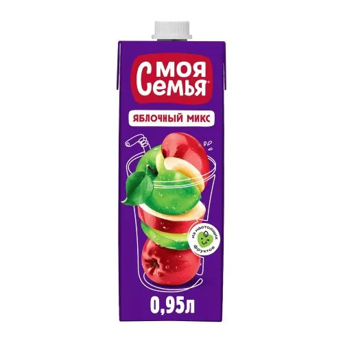 Напиток сокосодержащий Моя семья Яблочный микс 950мл