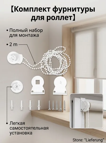 Пластиковая цепочка из бисера 2 м с муфтой, запасной шнур для жалюзи и рулонных штор, ремонтная фурнитура
