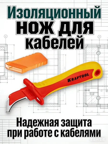 Диэлектрическое лезвие, напряжение до 1000 В, используется для снятия оплетки кабеля, лезвие из нержавеющей стали, защитный ящик, двухкомпонентная резиновая ручка, с кожухом, 78808