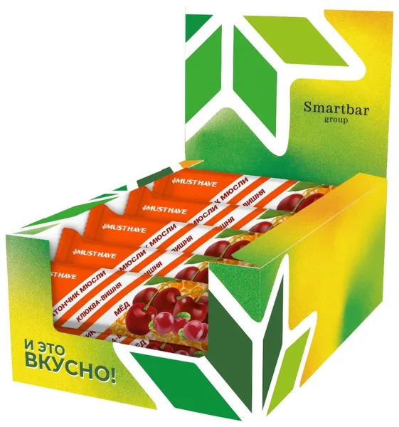 Батончик-мюсли Must Have с клюквой вишней и медом, 25г x 25 шт