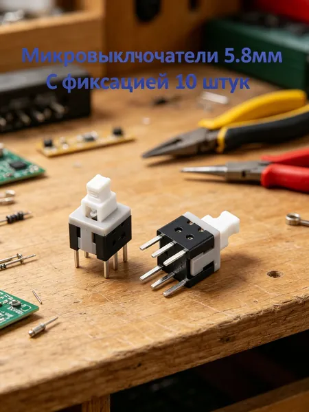 Кнопка выключатель тактовая Кн06 6x6x10 PB22E06 с фиксацией