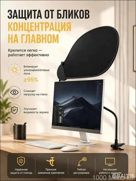 Кронштейн для монитора,Занавес для защиты от солнца на столе, предотвращает блики, регулируемый угол, спутник для экрана компьютера, незаменимый аксессуар для офиса, легкий и простой в установке