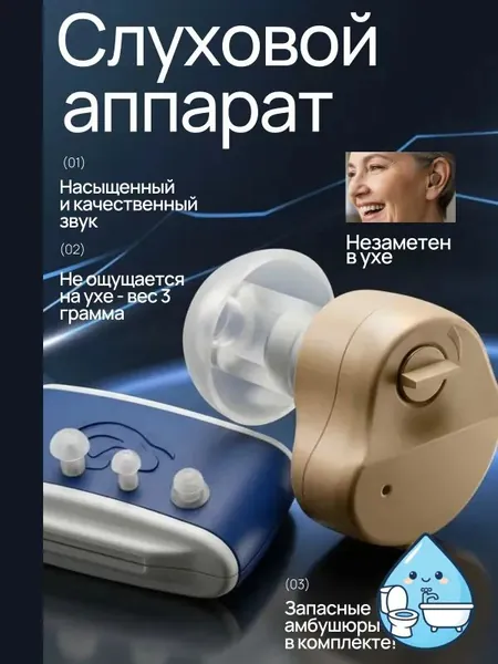Слуховой аппарат; Для пожилых и слабослышащих; Усилитель слуха для пожилых