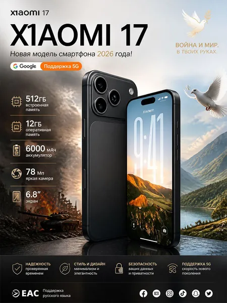 Смартфон Смартфон i17 Pro Max Global 12+512 ГБ, Android 10, большой объем памяти, HD-дисплей, смартфон для пожилых и детей, черный Global CN 12/512 ГБ, Nano-SIM CN 12/512 ГБ, Nano-SIM, черный матовый, светло-желтый