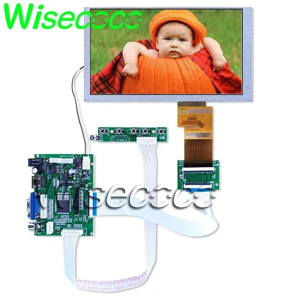 Wisecoco 6.2" Монитор 6.2" 800X480, ЖК-модуль с универсальной платой управления TTL/LVDS для ремонта автомагнитол и сборки автонавигации (HSD062IDW1), TFT, 800x480 WVGA, 60 Гц, хаки