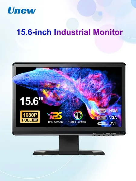 UNEW 15.6" Монитор 15,6-дюймовый Монитор промышленного класса Широко используется в промышленном управлении, связи, мощности Высокий конечные области автоматизации, такие как сети. (CX156-J), TFT, 1920x1080 Full HD, 60 Гц, черный матовый