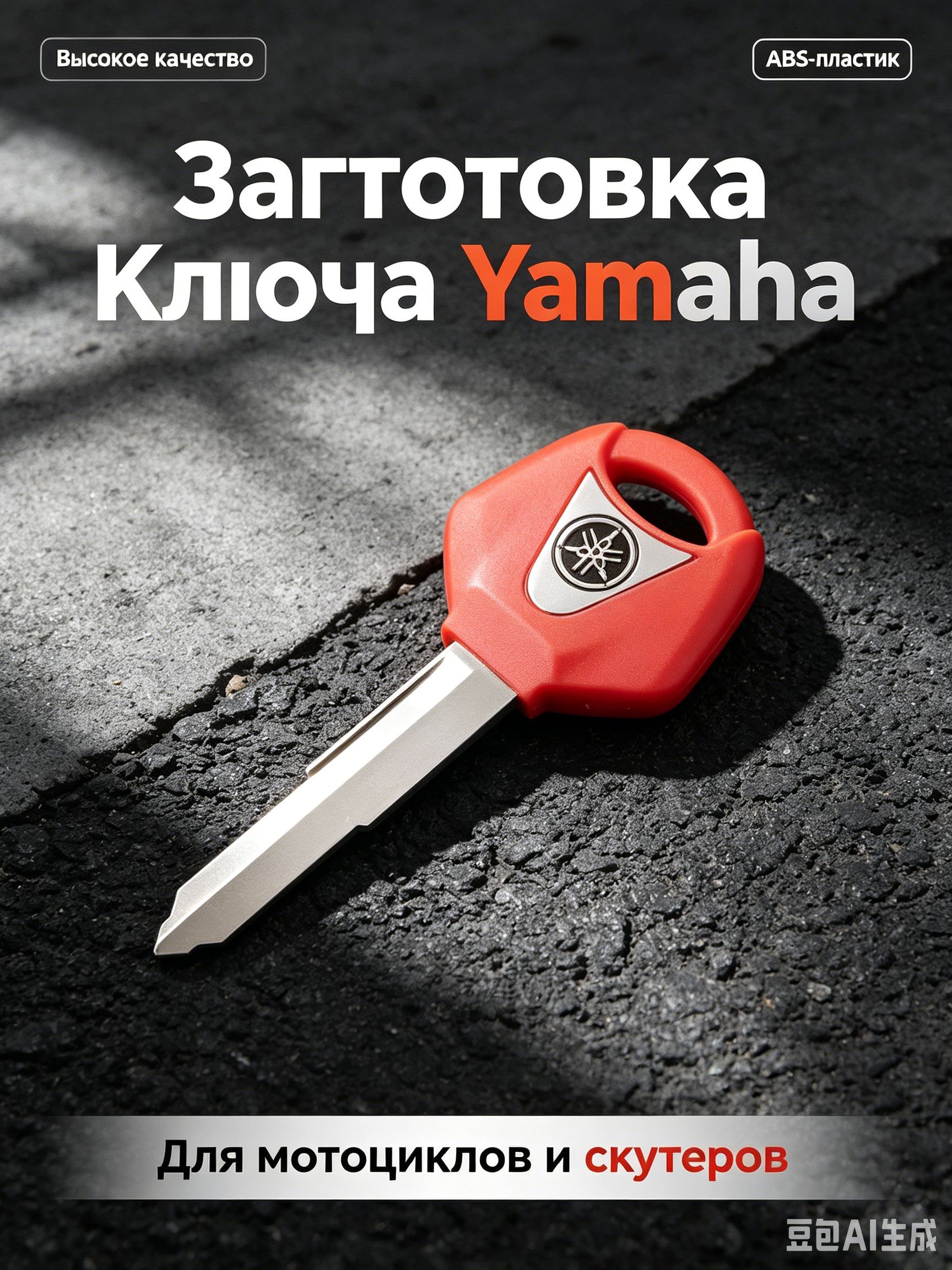 Заготовка ключа Yamaha для замка зажигания мотоцикла и скутера, красный запасной мотоключ из ABS пластика 10 мм, 1 шт. Прочный ключ под нарезку для ремонта и замены утерянного ключа мототехники