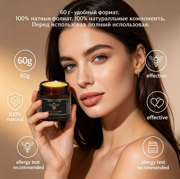 Бальзам Terra Lotus из органического говяжьего жира травяного откорма с натуральным мёдом, увлажняющий крем для мягкой и гладкой кожи, ручная работа, полностью натуральный состав