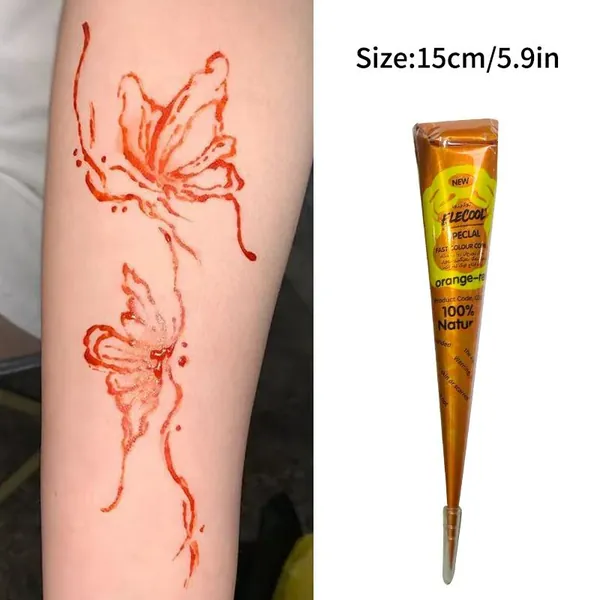 Крем для тату хной "Henna" водостойкий, для ручной росписи, натуральный растительный состав, цветной, держится 3-5 дней, удобный тюбик с точным дозатором, для фестивалей и косплея