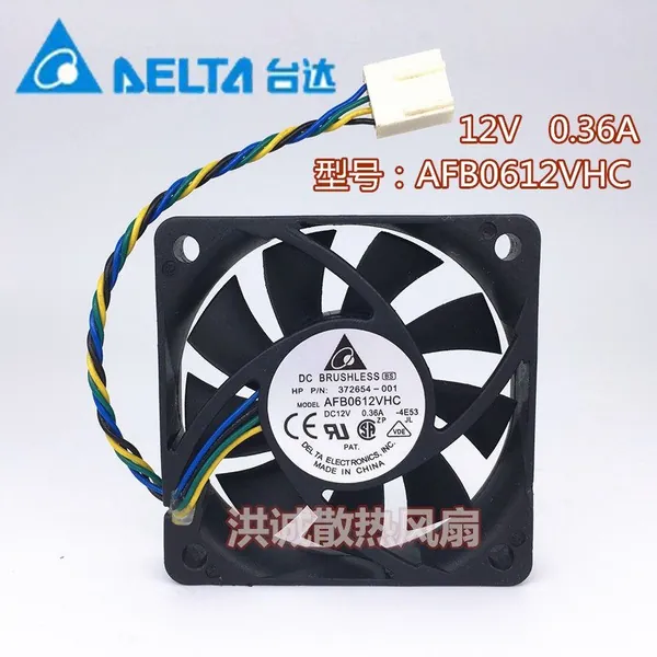 Вентилятор Delta AFB0612VHC 60x60x15 мм, 12В 0.36А, 5400 об/мин, 27.72 CFM, 4Pin PWM, шарикоподшипник, для ПК, сервера