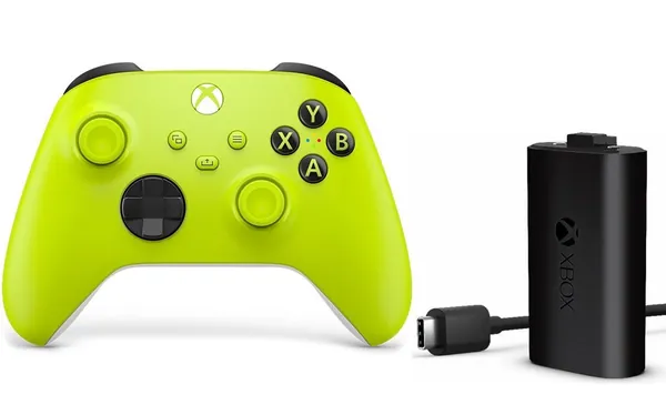 Геймпад Microsoft беспроводной Series S / X / Xbox One S / X Wireless Controller Electric Volt (Model: 1914) зеленый 4 ревизия с bluetooth + Оригинальный аккумулятор play and charge kit USB - Type C