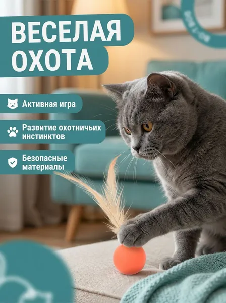 Игрушки для кошек: интерактивные мячики с кошачьей мятой, из безопасного мягкого материала, без шума, для одиночного развлечения и общения с хозяином, подходит котятам и взрослым кошкам