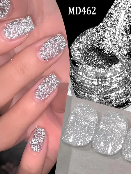 Cветоотражающий гель лак с блестками 8ml:Классическая серия,Сияющий блеск, легкое нанесение,Длительное сохранение цвета,для салонов/домашнего маникюра, Отверждается в LED/UV Лампе