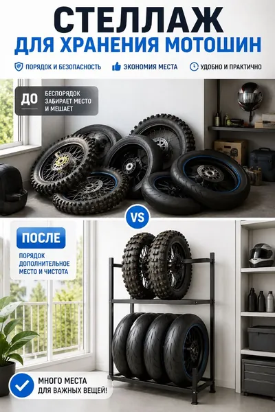 Стеллаж для хранения мотошин