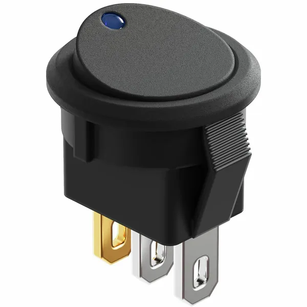 Выключатель Кнопка NORD YADA ON-OFF круглый с Синей подсветкой 12V/20А (3с)