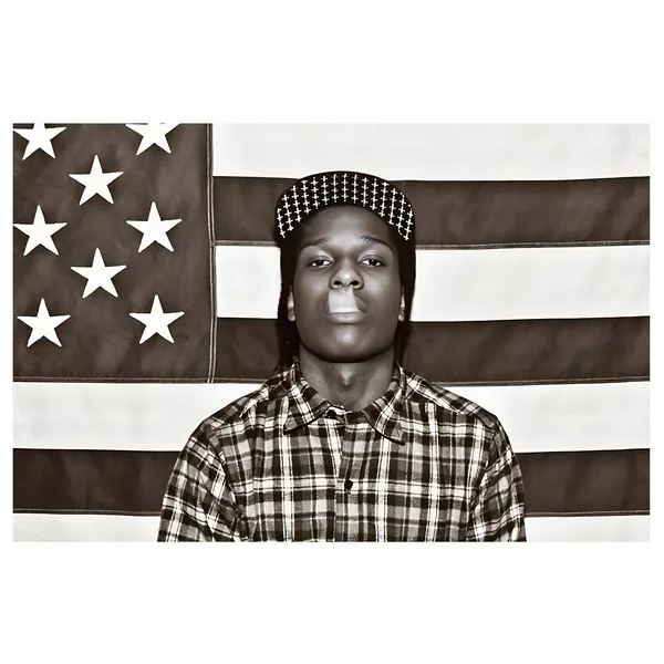 100-70 Гобелен-флаг с ASAP Mob Rocky и музыкальным принтом, черно-белый фон в стиле хип-хоп культуры, стильный баннер для домашнего декора, популярное украшение комнаты с символикой рэп-