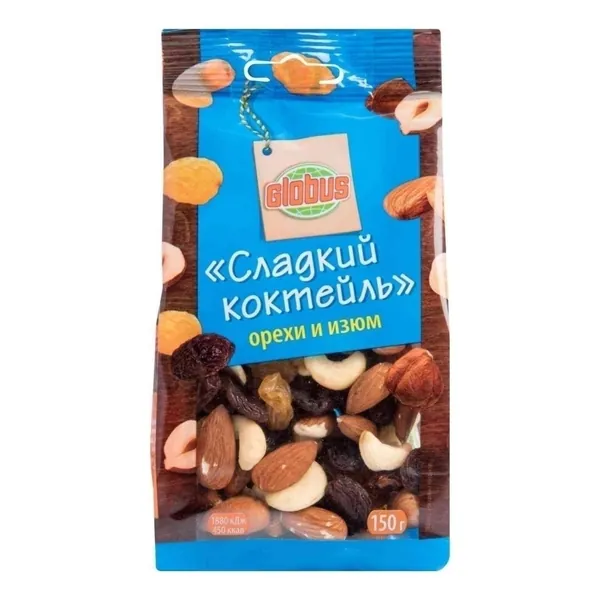 Смесь орехи и изюм Глобус Сладкий коктейль 150 г