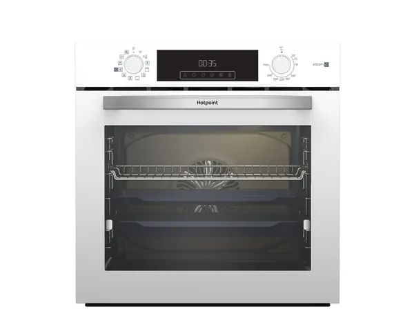 Духовой шкаф электрический встраиваемый Hotpoint HSTF 1231 JSAH WHG, 72 л, 12 режимов (гриль, конвекция), очистка паром, тройное стекло дверцы, телескопические направляющие, белый