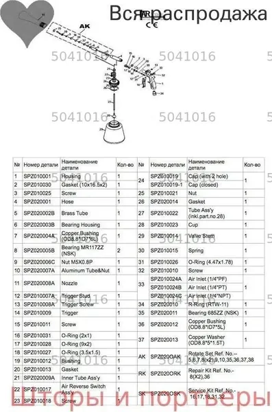 Запчасти аппарата химчистки автомобиля