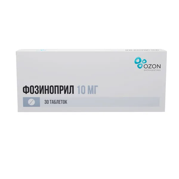 Фозиноприл, таблетки 10 мг, 30 шт