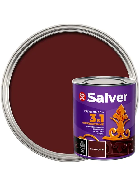 Грунт-эмаль 3 в 1 Saiver гладкая цвет шоколадный 0,8 кг