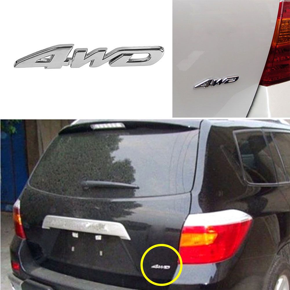 Металлическая наклейка 4WD для авто, хромированная, с клеем 3M