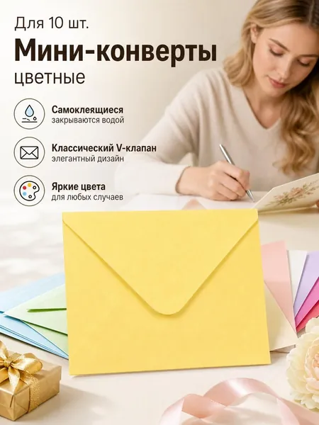 Конверт для мелочей 10х7 см, голубой, 10 шт