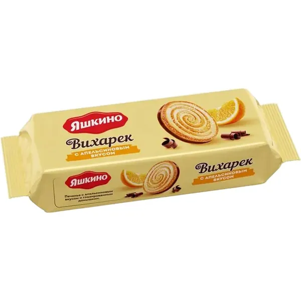Яшкино печенье глазированное с апельсиновым вкусом вихарёк, 155 г /
