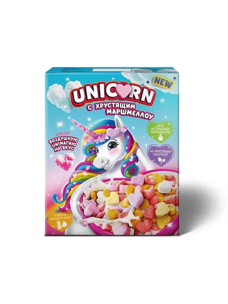 Unicorn Готовый завтрак с хрустящими маршмеллоу с манго и ананасом, 160г