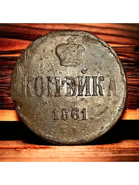 Монета Российской Империи копейка 1861 года Александр II