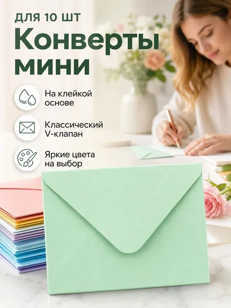 Конверт для приглашений 100х70 мм, красный, 10 шт