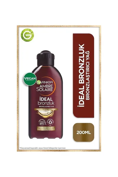 Garnier Ambre Solaire Ideal Bronzluk, масло для интенсивного загара с ароматом кокоса, 200 мл. Питательное средство для сияния кожи тела, обеспечивает мягкость и ровный оттенок.