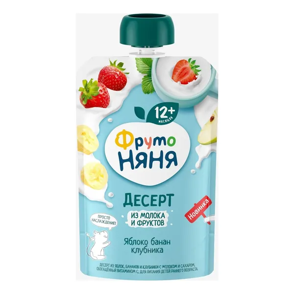 Пюре ФрутоНяня яблоко-банан-клубника 90 г